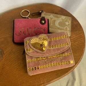 Juicy Couture Wallet Keychain Coin Purse - Pink & Gold